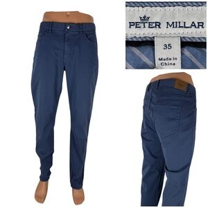Peter Millar Mens 35 Pants Signature Sateen Blue me0b39 Cotton Blend Golf Casual